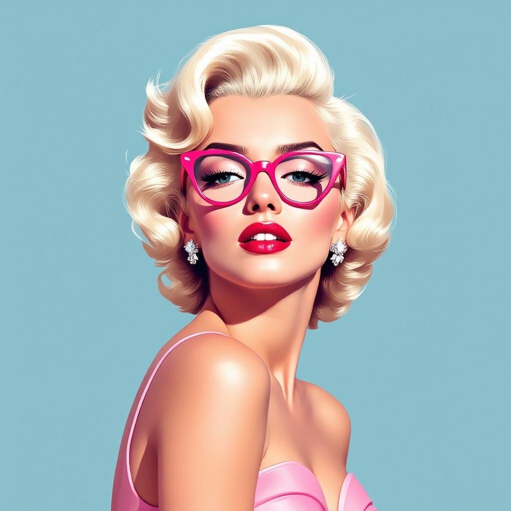 Marilyn Monroe Vector Art Portrait in Pink Gown