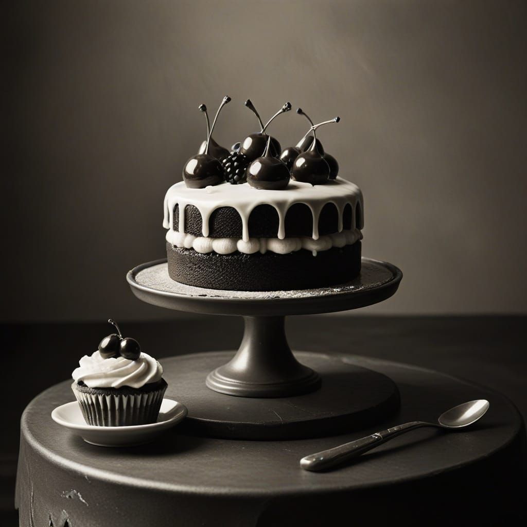 Moody Mini Cake Still Life in Sepia Tones