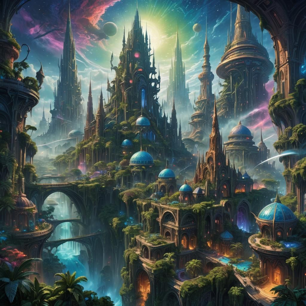 Lush Alien City on Venus: Sci-Fi Concept Art