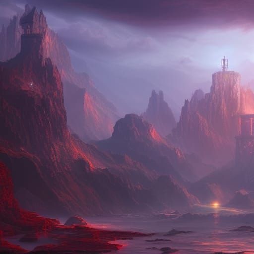 Fantastical Energy: Detailed Matte Painting in Deep Color