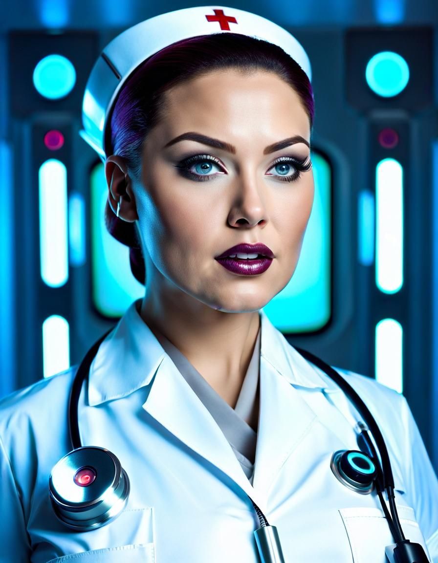 Futuristic Cyborg Nurse Portrait in 8K