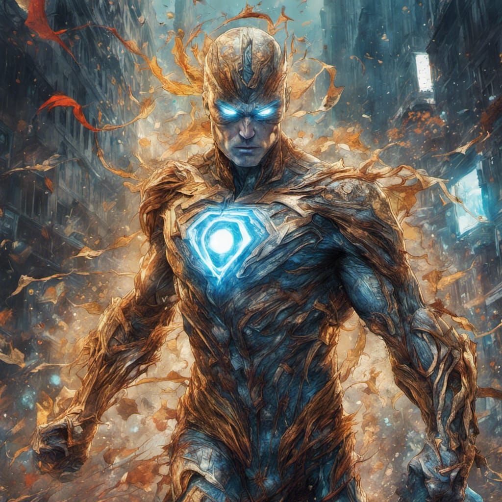 Superhero Gaining Superpowers with Excitement