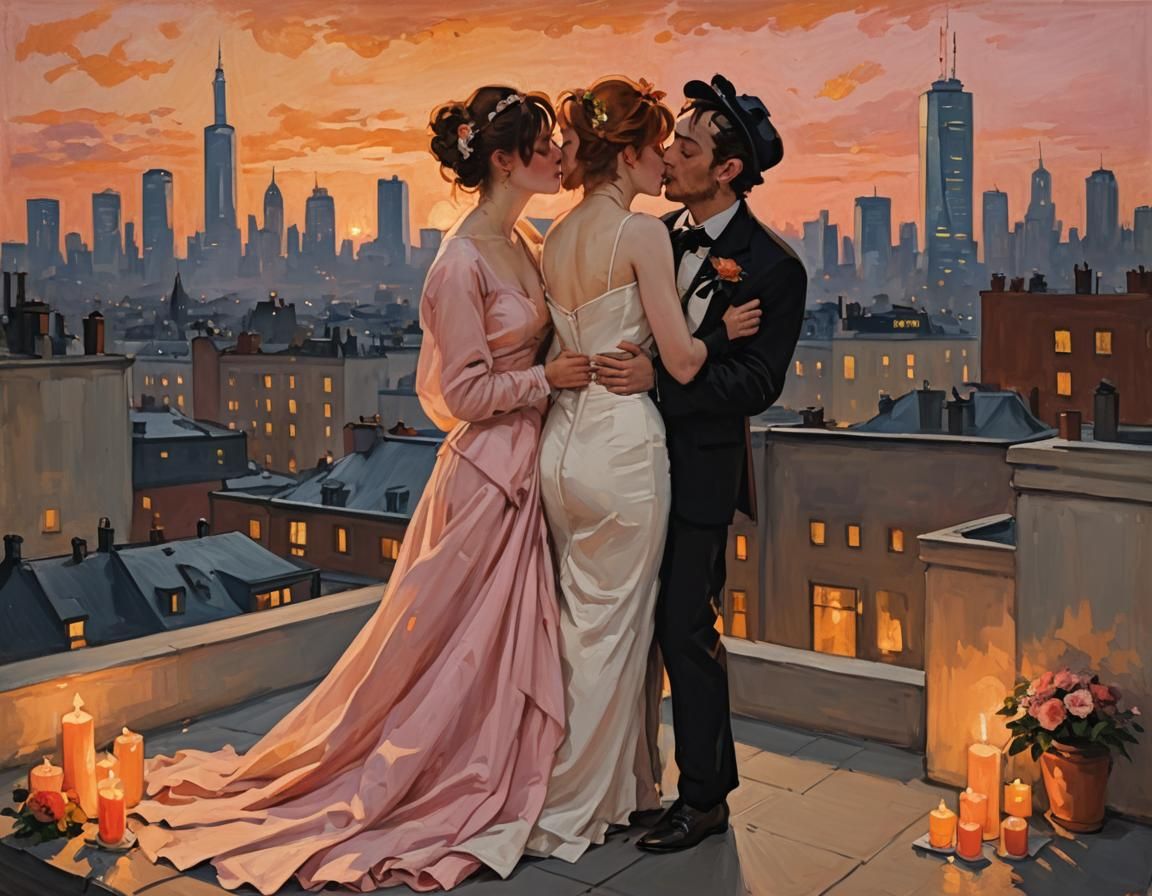 Art by Édouard Manet, a claustrophobic rooftop lesbian weddi...