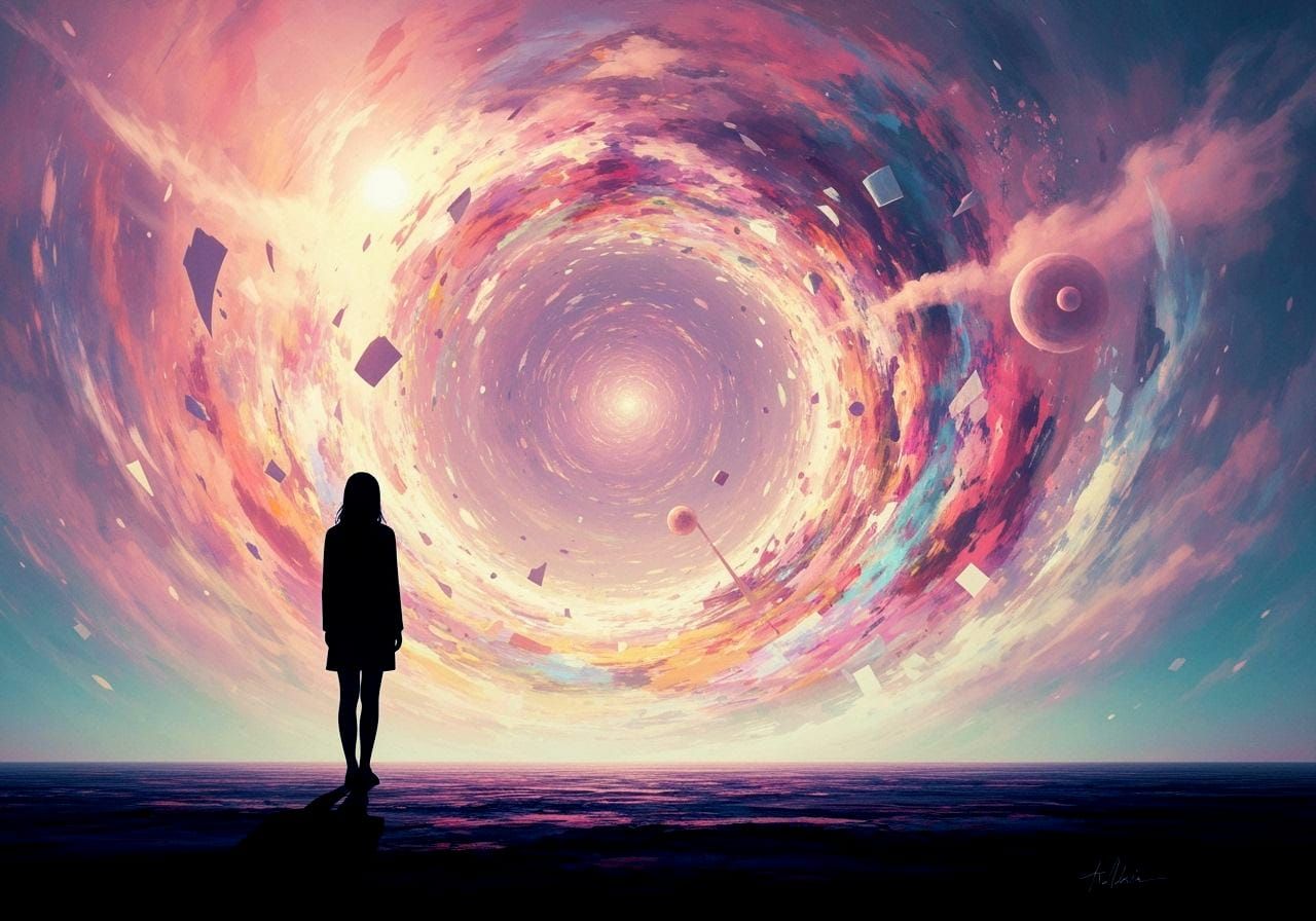 Surreal Dreamscape: Figure at the Edge of Emotion