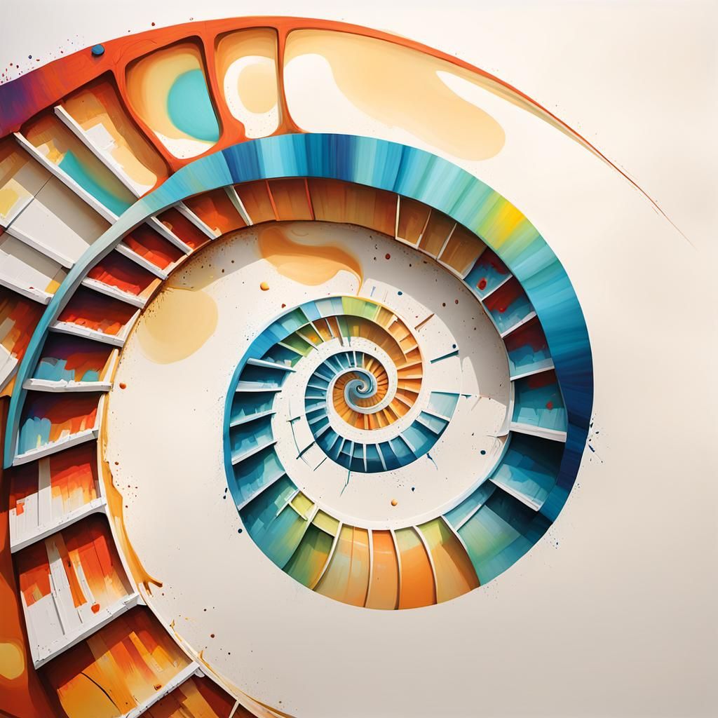 Graffiti Fibonacci Spiral in Polychromatic Splash Art