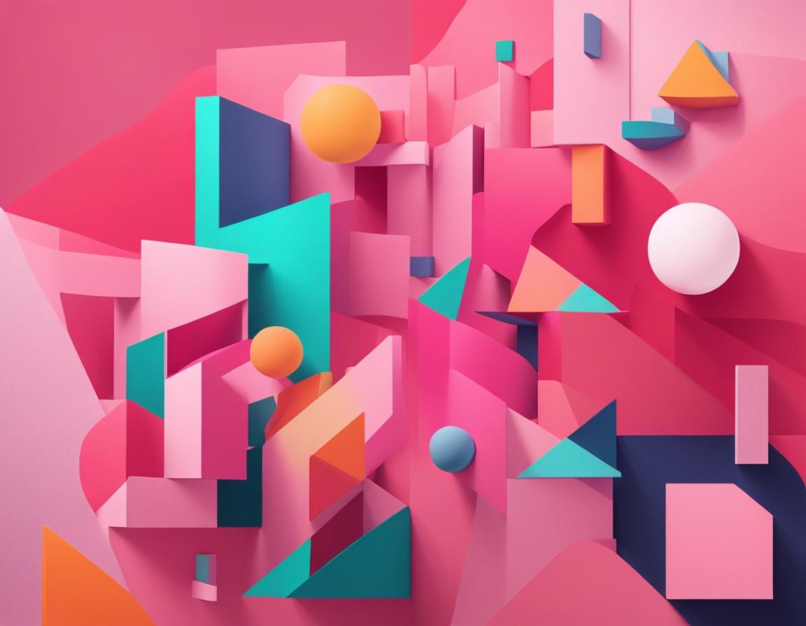 Versatile Pink Abstract Geometric Shapes in Modern Art