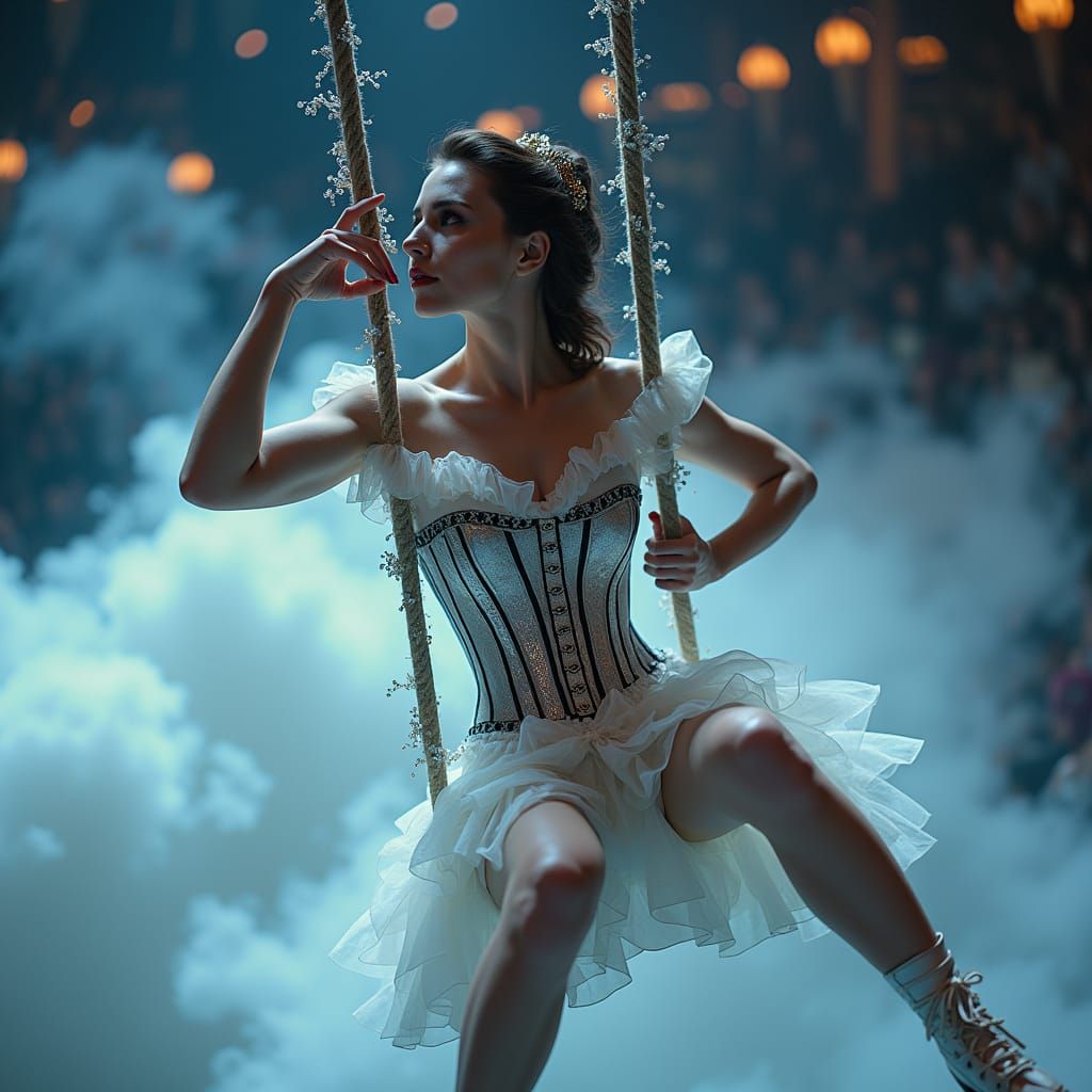 Victorian Trapeze Artist in Steampunk Cloud Arena