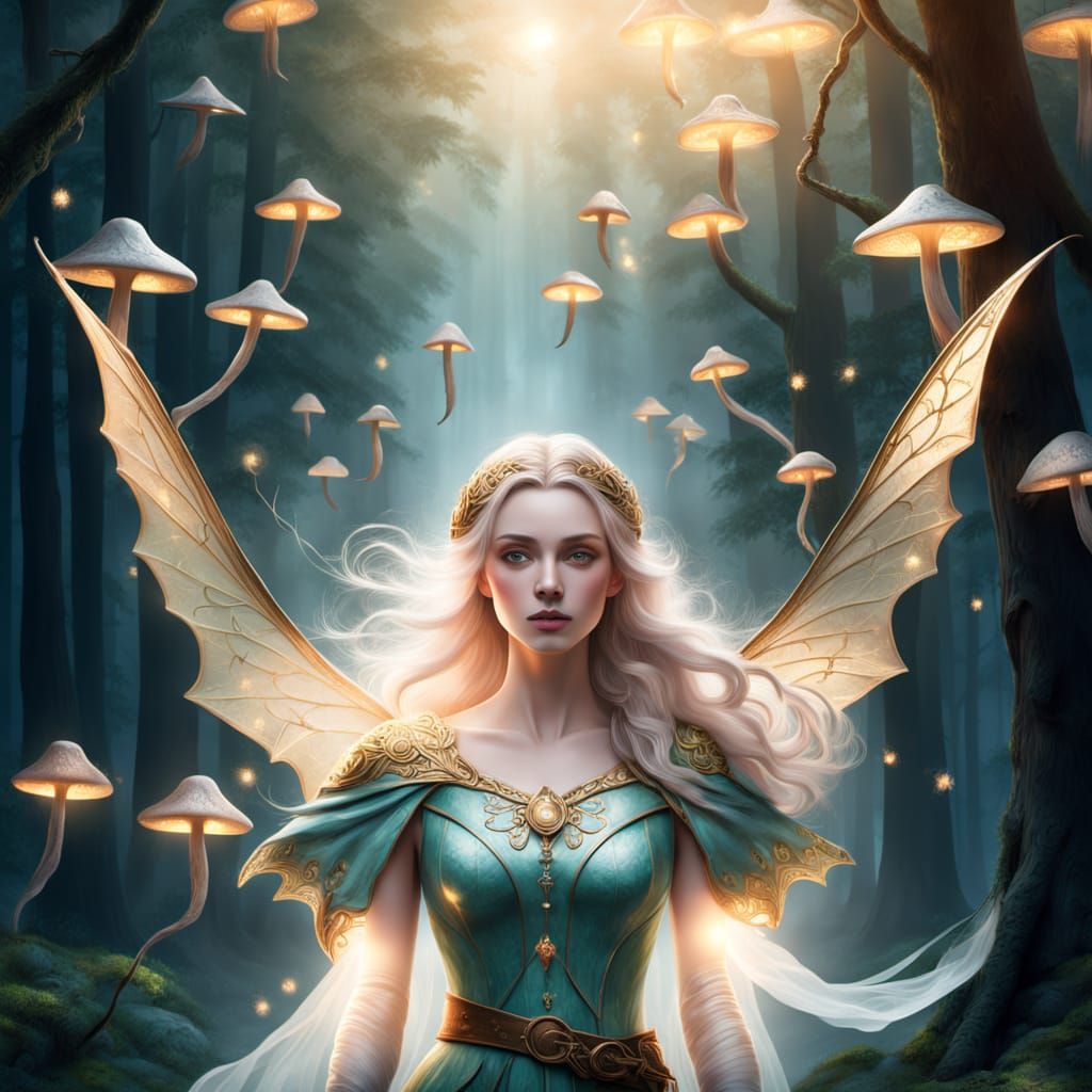 Ethereal Fantasy Forest with Glowing Lanterns