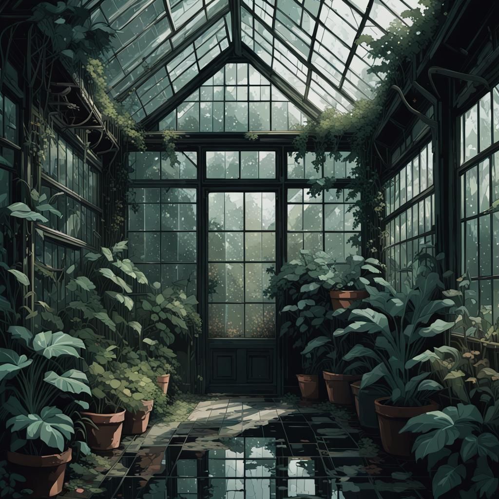 Overgrown Greenhouse in 8-bit Pixel Art
