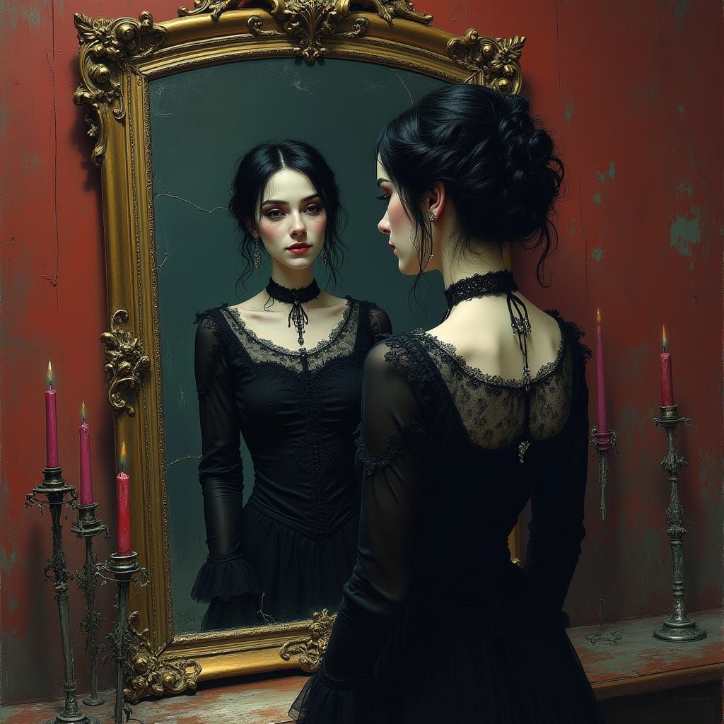 Gothic Woman in Whispers of Shadows