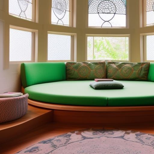 Magical Circular Wooden Reading Nook in 8k