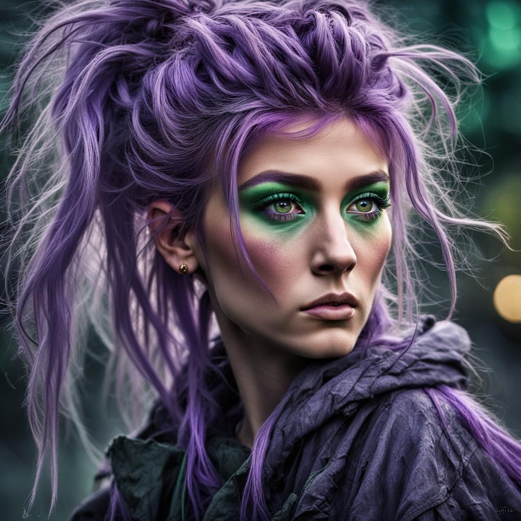 Hyperrealistic Portrait of Vin with Lilac Hair