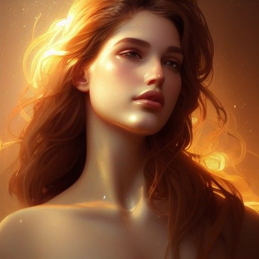 Aphrodite Portrait in Hyperdetailed Art Nouveau Style