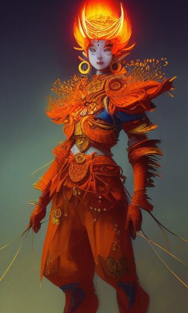 Sapphire WereLion Air Elemental Warrior in Aetherpunk Armor