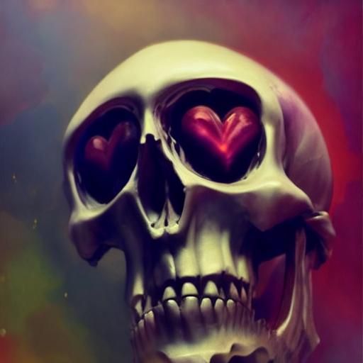 Blueberry Skull Heart Fusion with Golden Wings