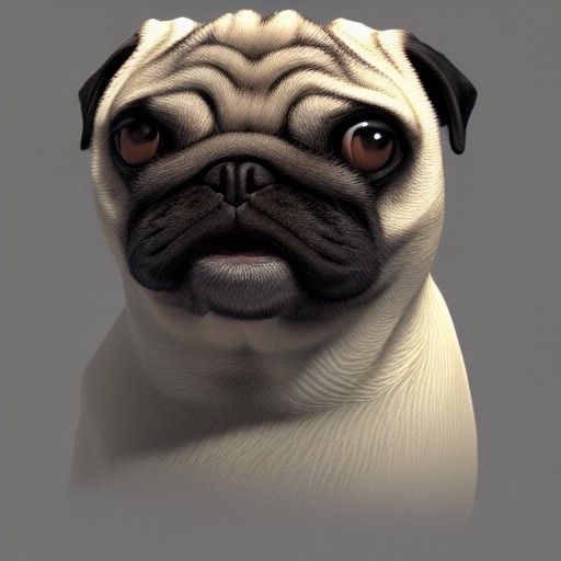 3D Render of a Pug with Deep Shading