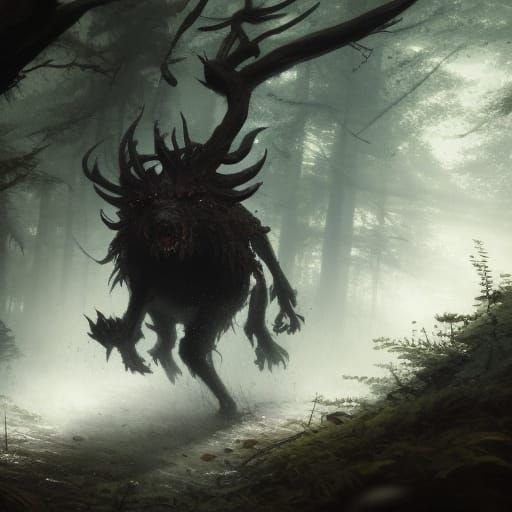 Hobolypson in Forest: Dark Fantasy Concept Art