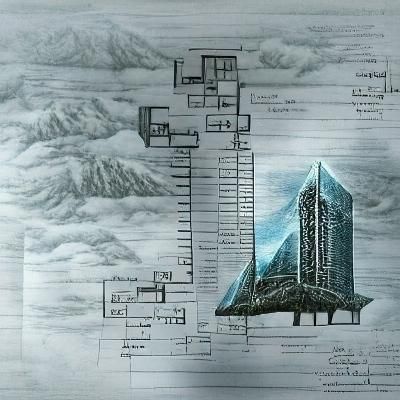Skyrim Inspired Skyscraper Architectural Drawing