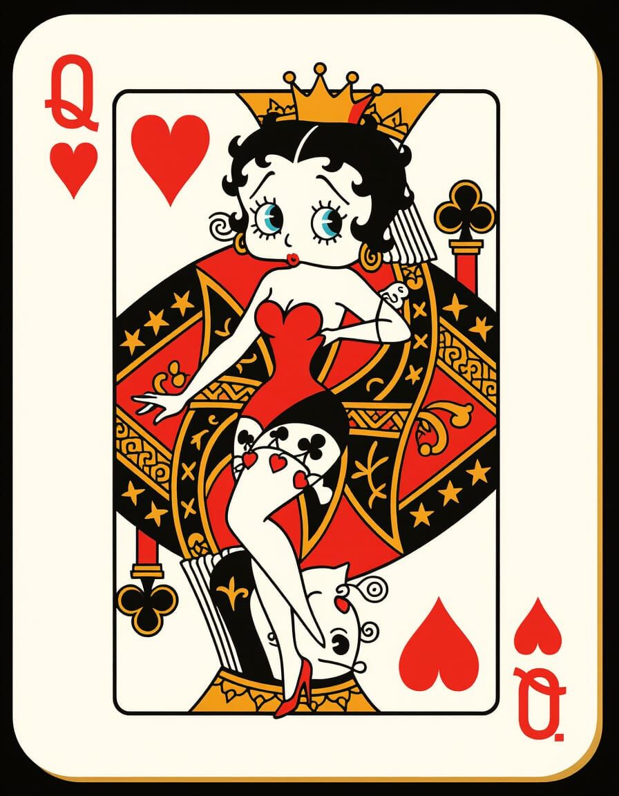 Betty Boop as Queen of Hearts Playing Card Design