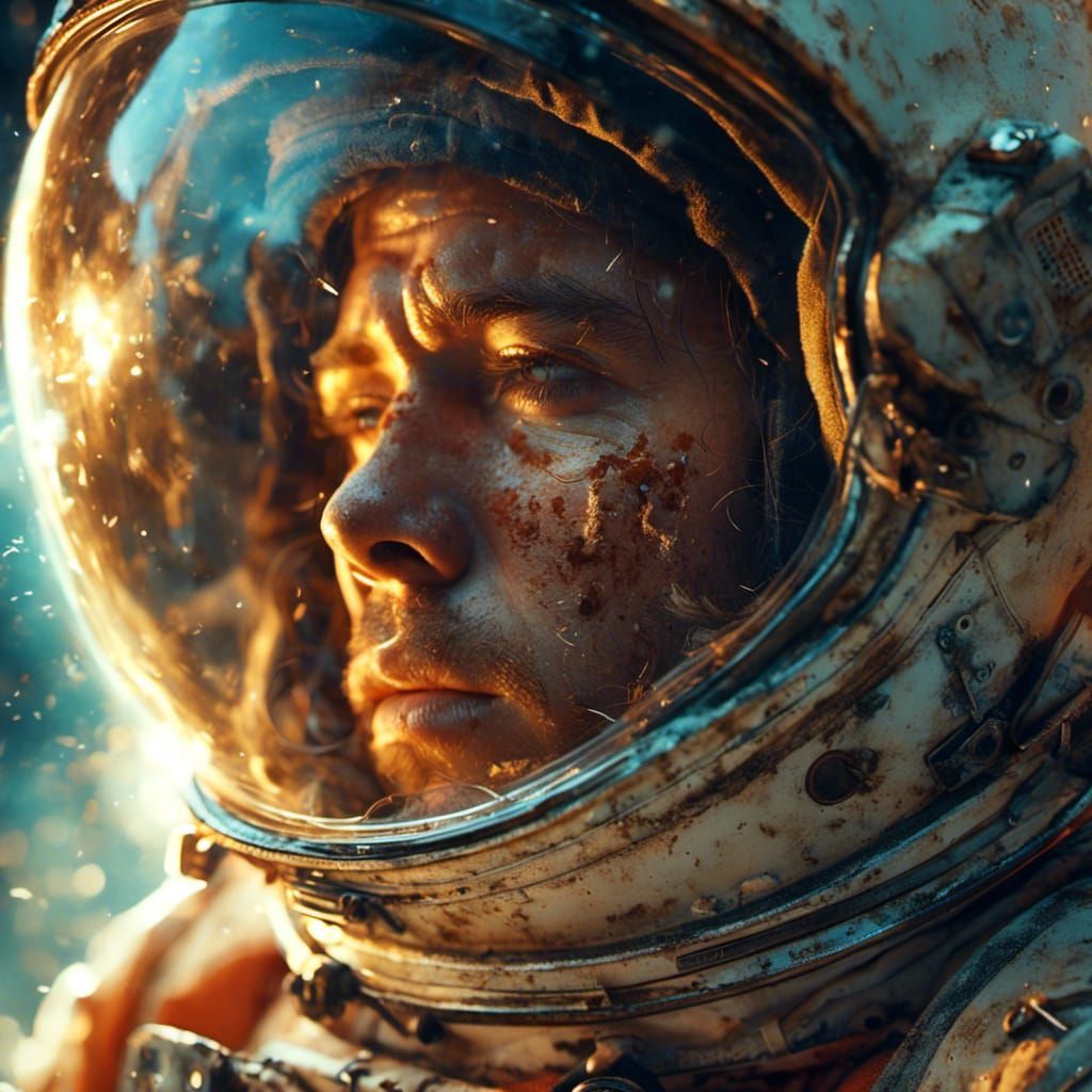 Astronaut Portrait in the Style of Alex Alemany