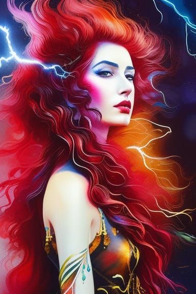 Electric Gypsy Girl: Gouache and Watercolor Art