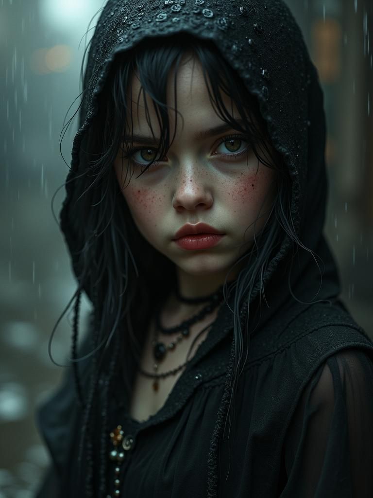 Dramatic Girl Portrait in Film Noir Style