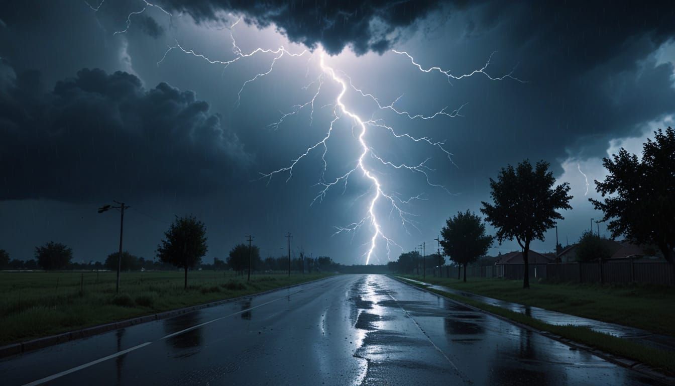 night time lightning storm