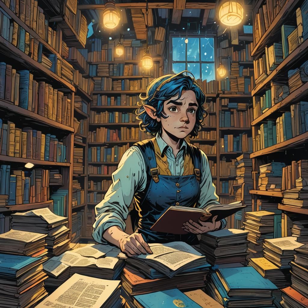 Halfling Clerk in Comic Book Style Illustration