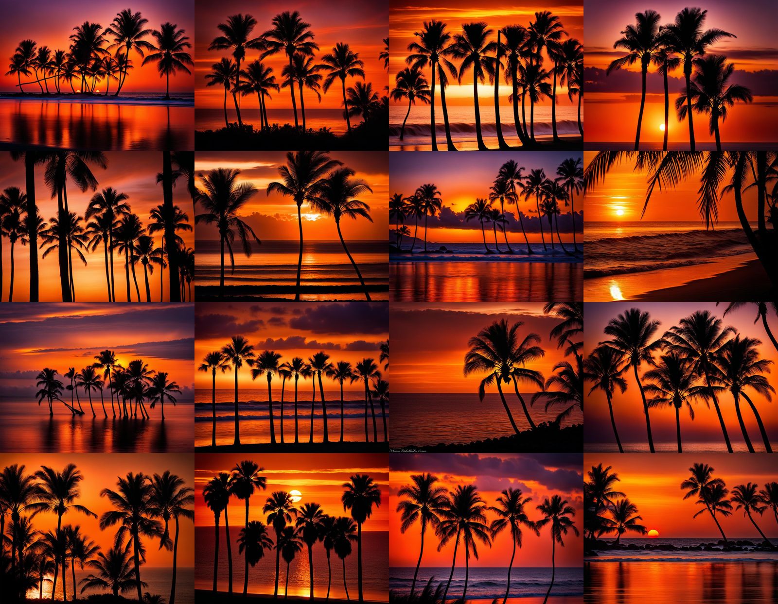 Sunset Palm Silhouette: Ocean Reflections in Golden Light