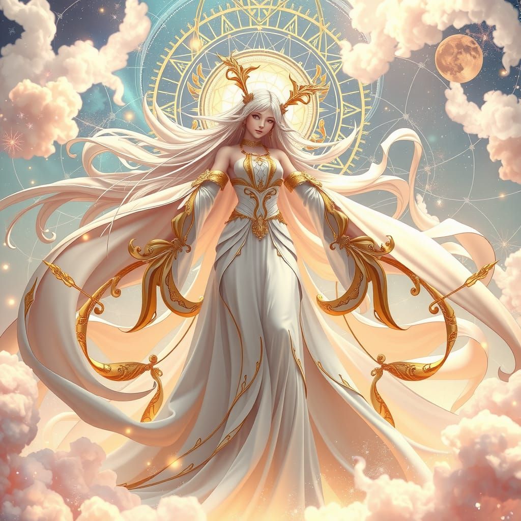 Celestial Virgo Goddess in Ethereal Anime Style