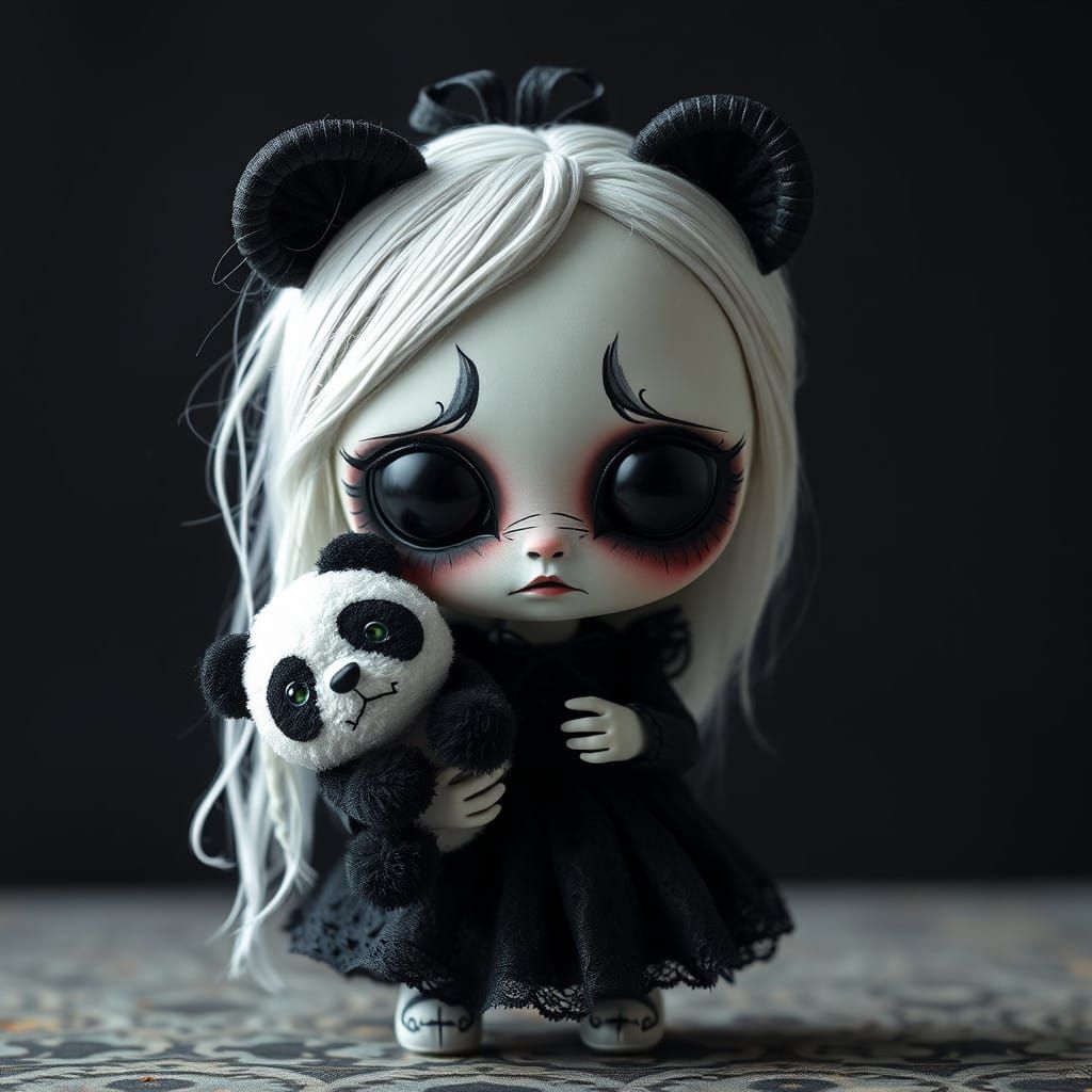 Gothic Chibie Monster Doll in Mournful Atmosphere