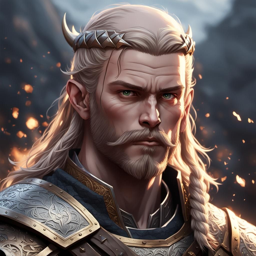 Detailed 3D Anime Art of a Bald Viking Prince