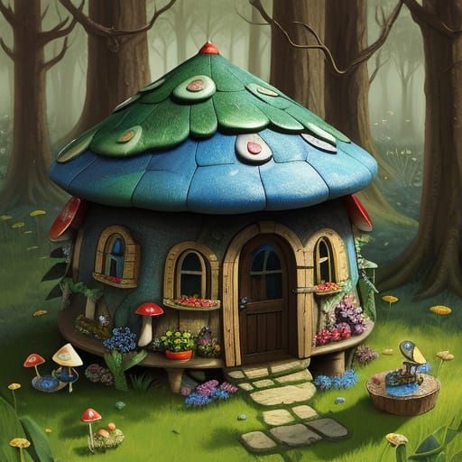 Enchanted Whimsy: Pixies and Fairies Play in a Mushroom Home