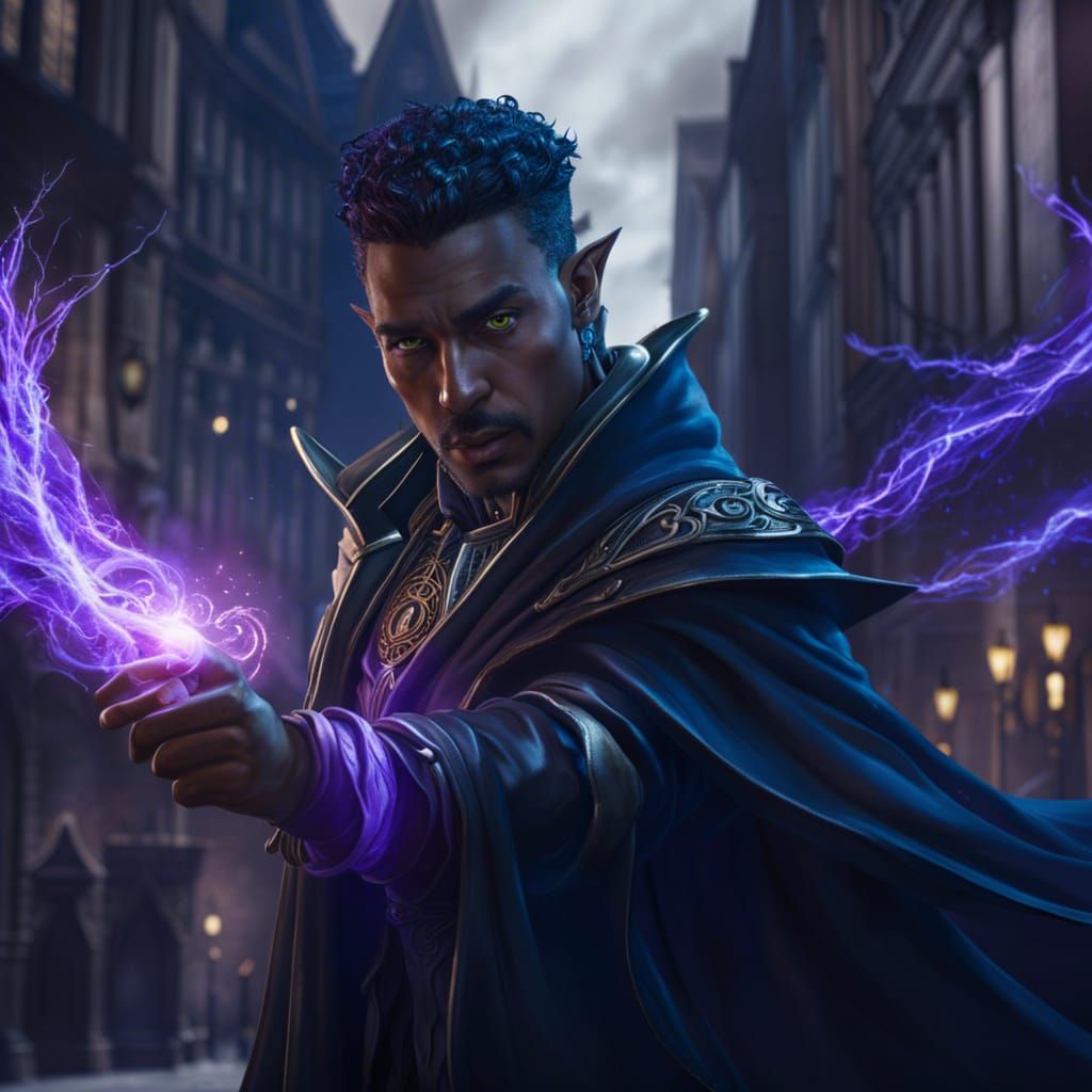 Intricate Sorcerer Portrait in Arcane City