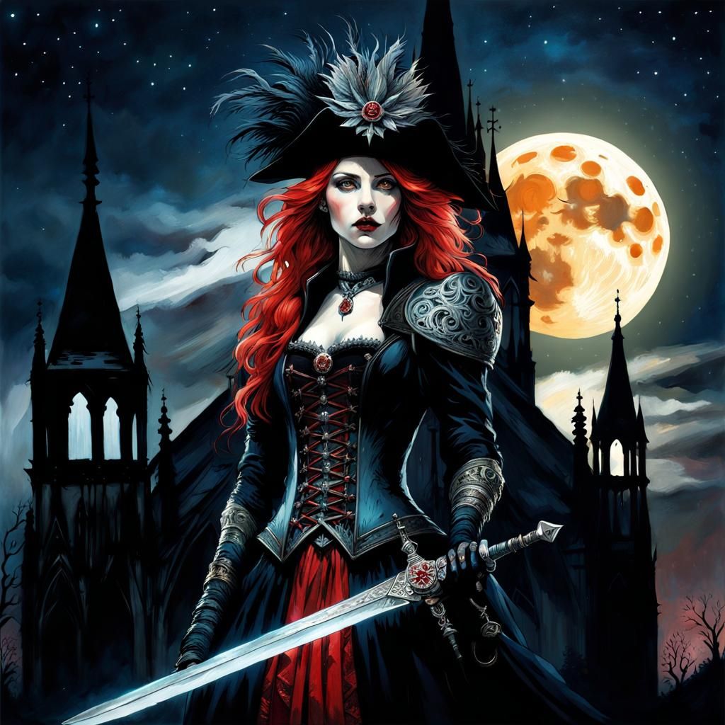 Gothic Punk Vampire Hunter on Majestic Church