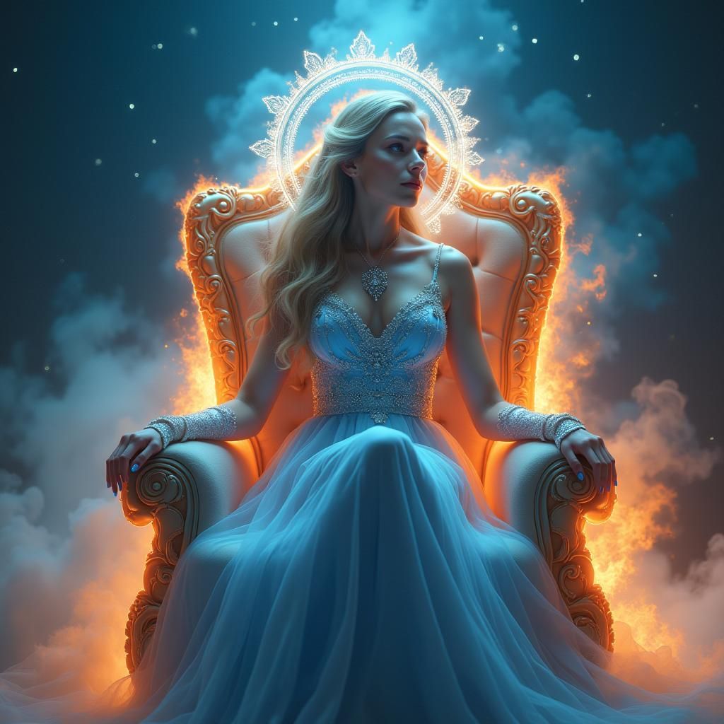 Queen on Fire Throne Fantasy Art
