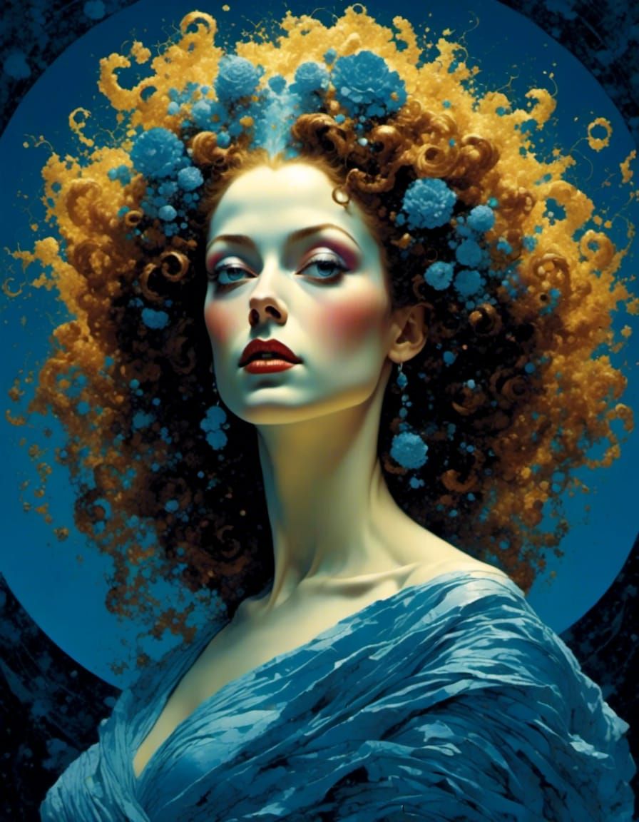 Bride of Frankenstein in Cool Blue Tones