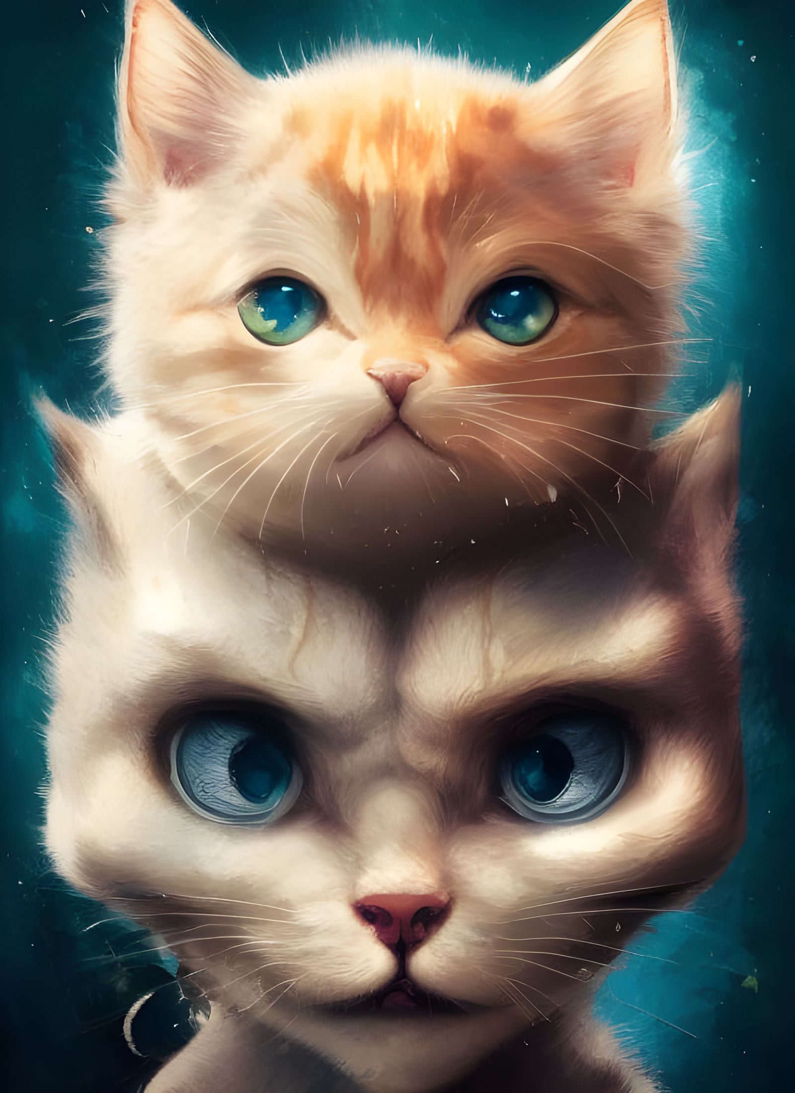 Adorable Chibi Kitten Portrait in Digital Art Style