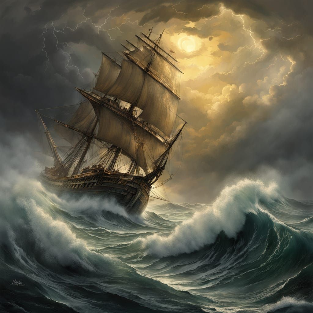 Turbulent Stormy Seascape in a Dreamlike Digital Art Style