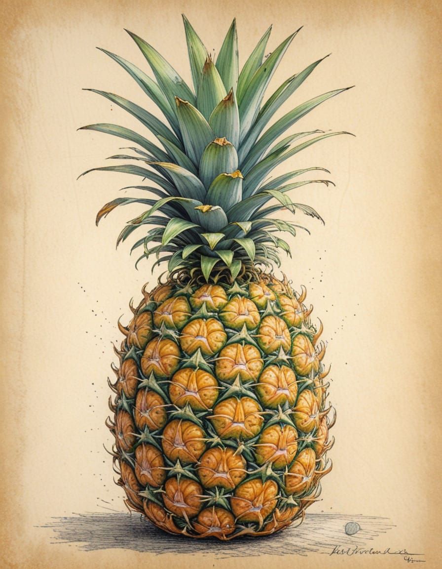 Vibrant Pineapple Art in Cartoon Style