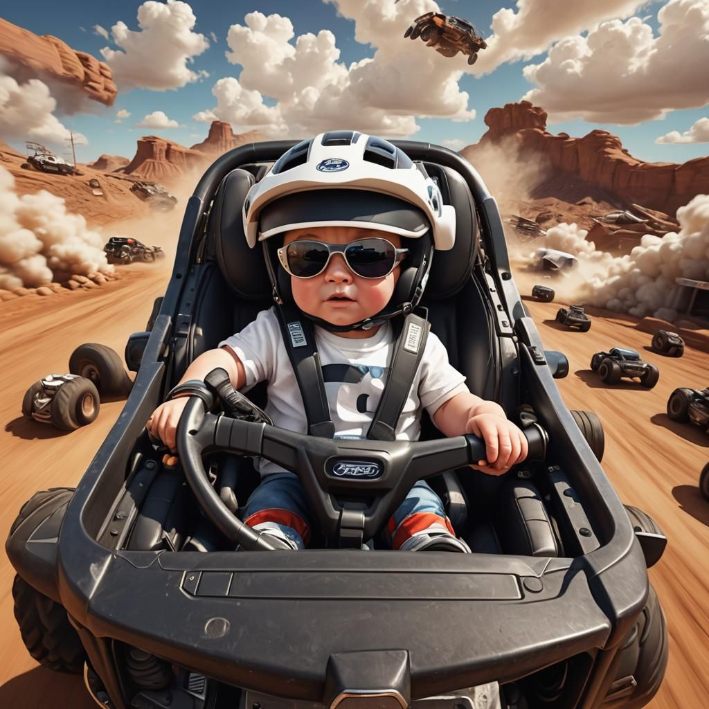 Baby Drives Monster Truck: Pixar-Style 3D Art