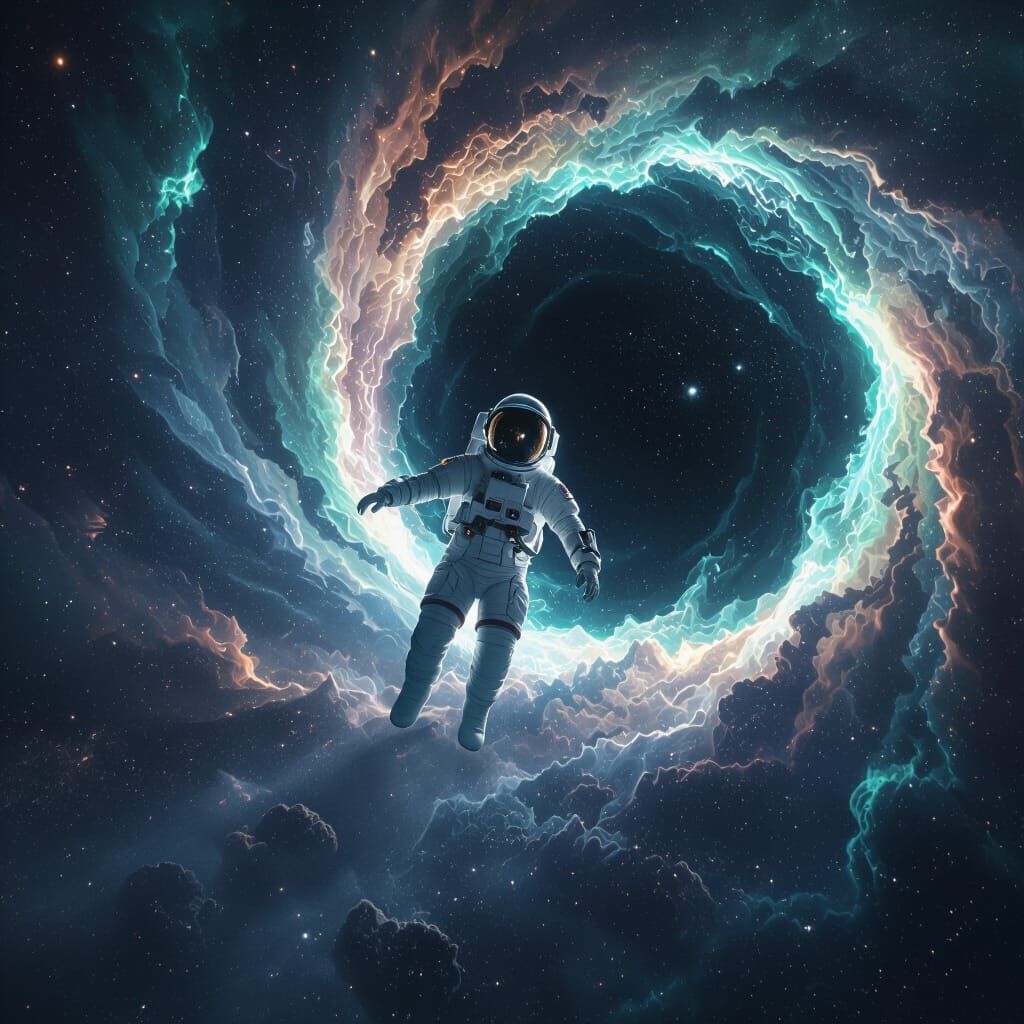 Astronaut Enters Swirling Black Hole in Alternate Reality