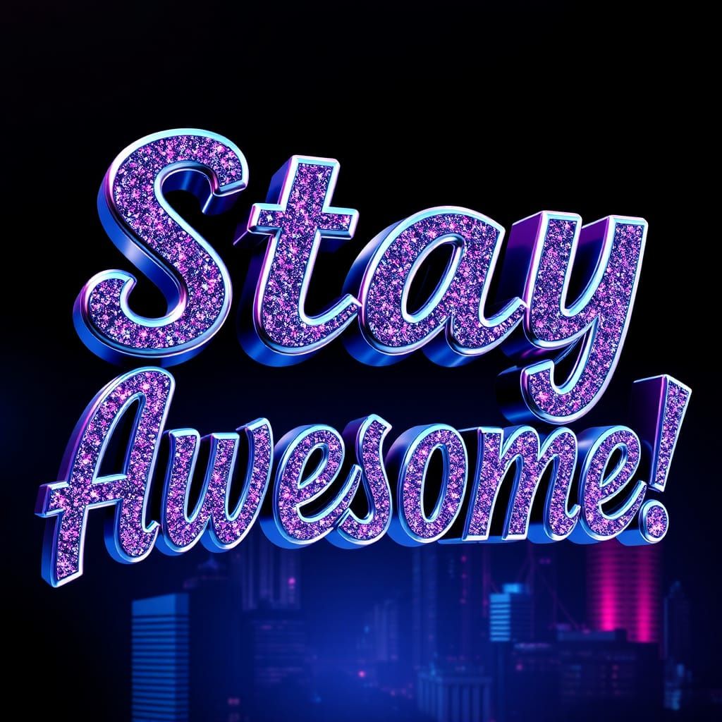 Metallic 3D 'Stay Awesome' in Futuristic Style