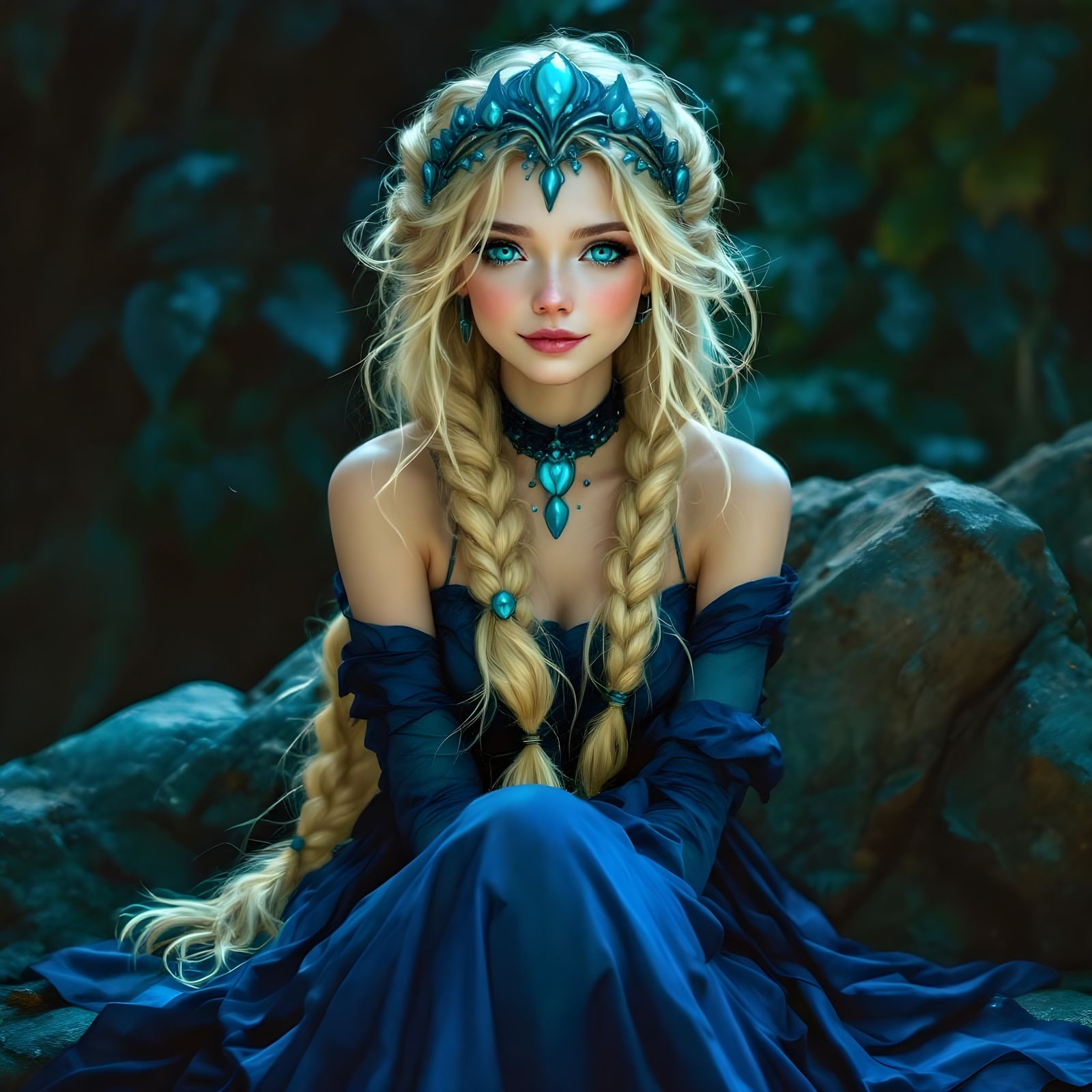 Portrait of a Norse Goddess with Turquoise Diadem