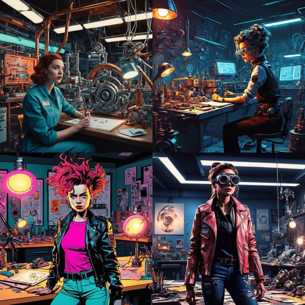 Female Inventor in Rock'n'Roll Lab