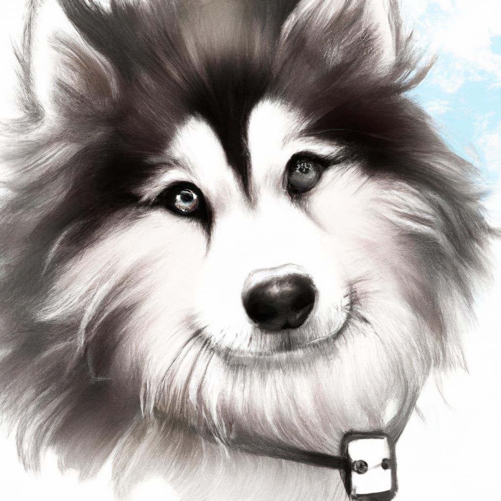 Anime Style Portrait of Alaskan Malamute