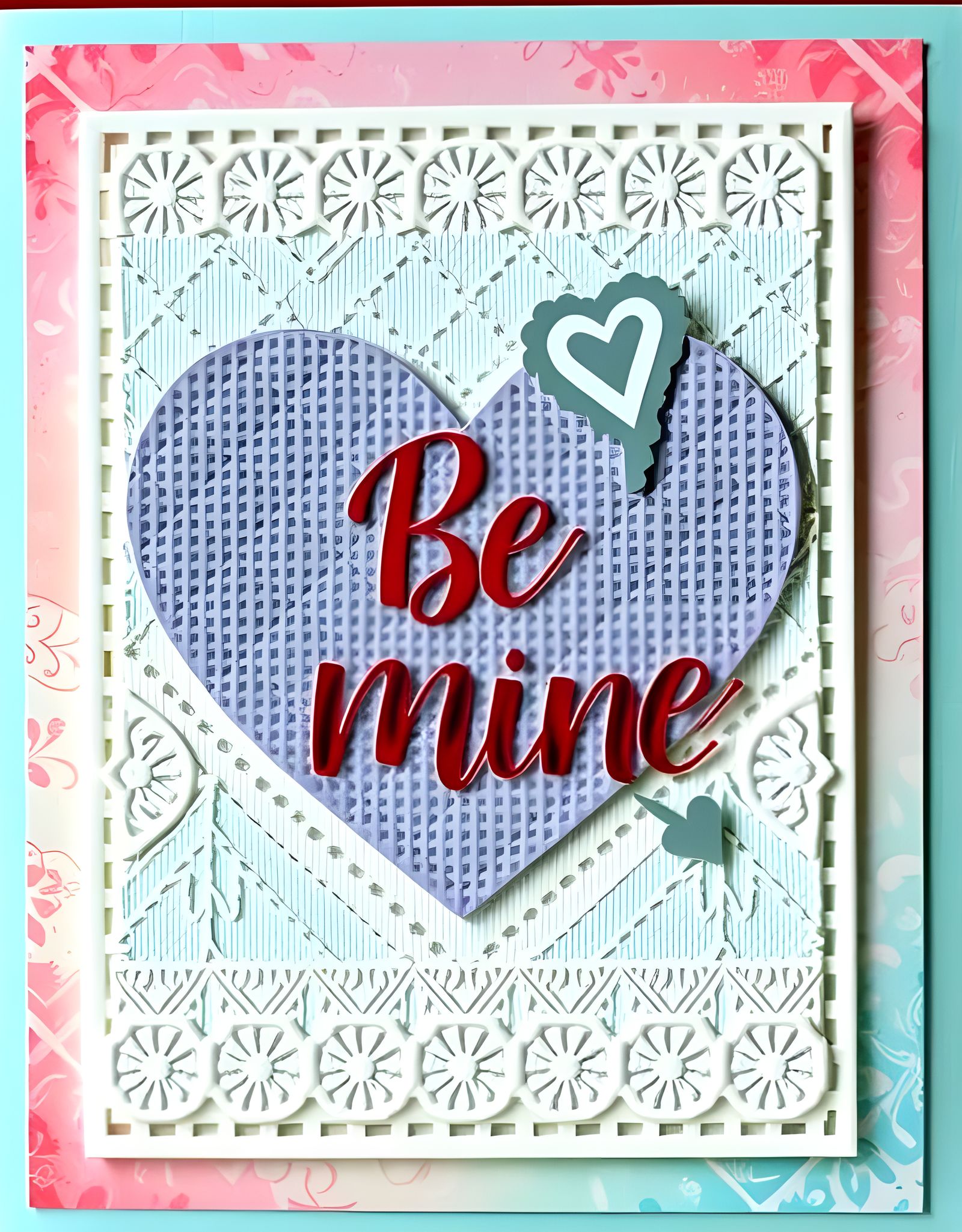 Pastel Geometric Valentine Card with Foiled Die Cuts
