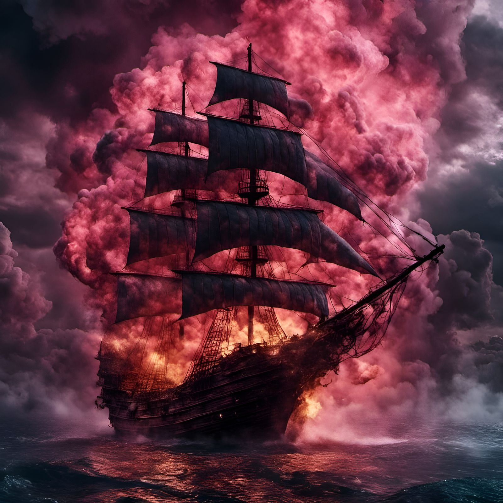 Energy Cloud Pirate Ship Sails the Cosmos