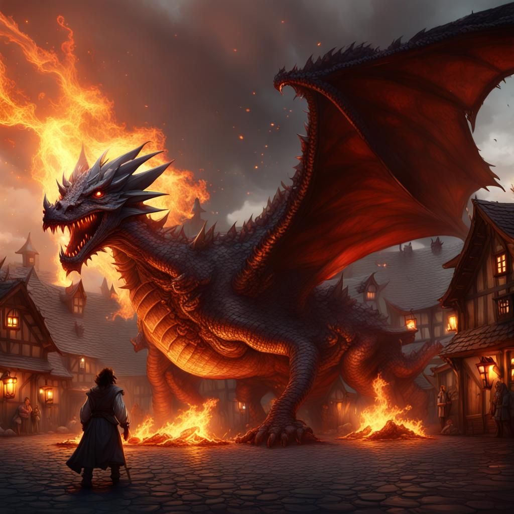 Dragon's Fire: Fantasy Village in Elmore Style