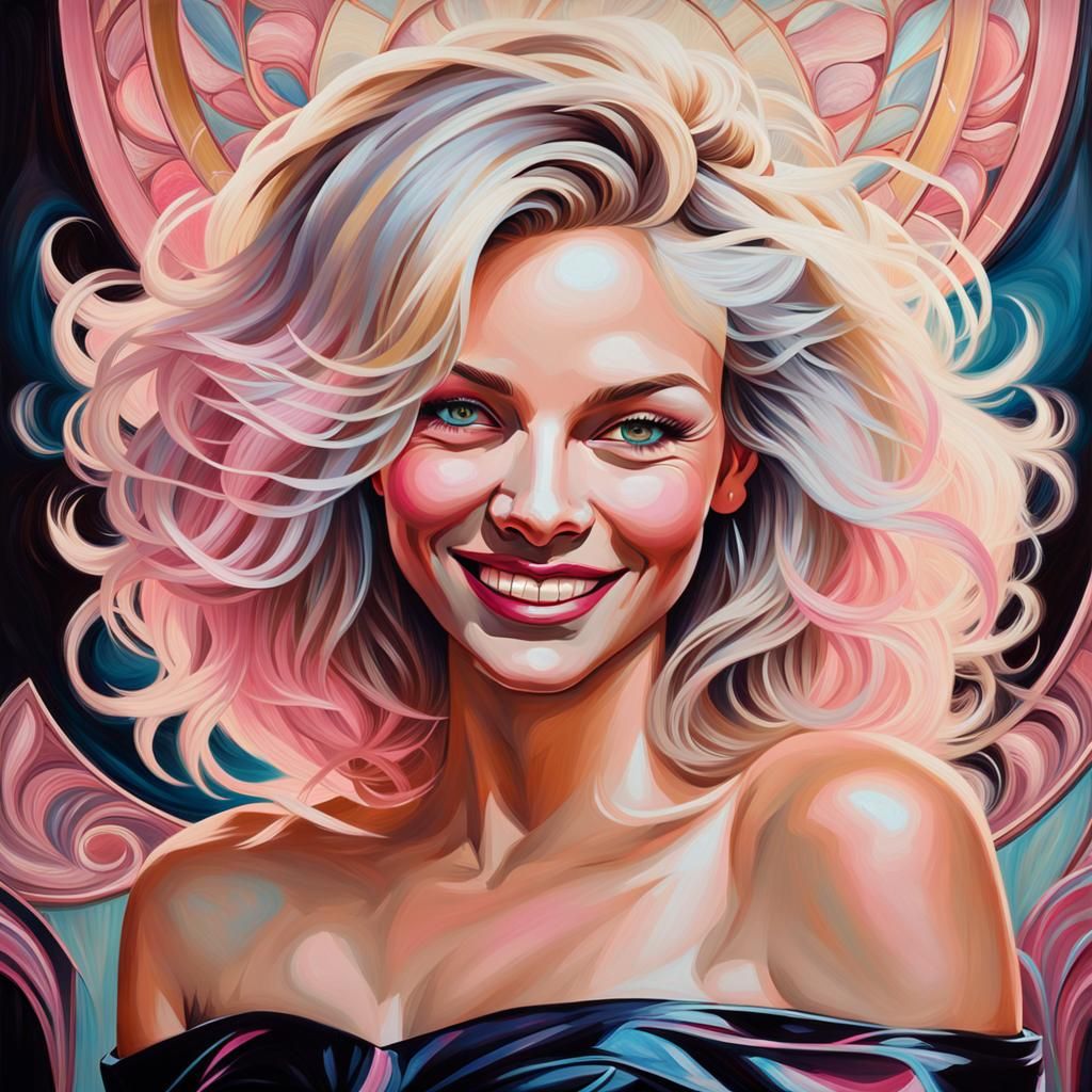 Glamorous Woman with Blonde Hair in Art Nouveau Style